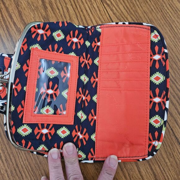 Vera Bradley Clutch Sun Valley Kiss n' Snap Double Kiss Lock Organizer Wallet - Picture 7 of 9